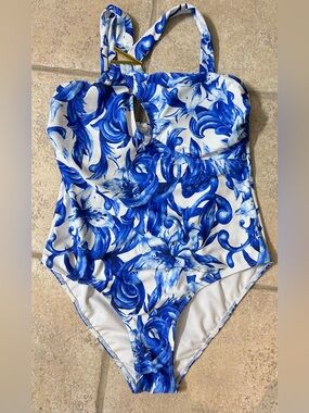 Blue Floral One-Piece Women’s Swimsuit